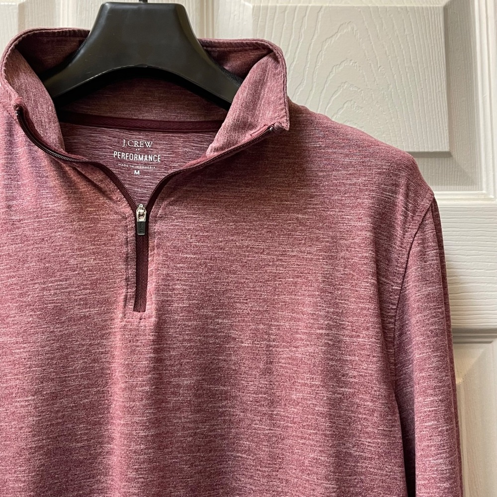 J Crew Factory 1/4 Zip Pullover Men's Medium Red Performance Stretch Mock Neck
